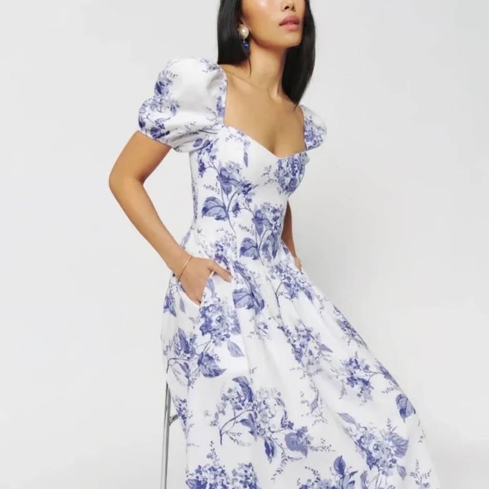 Reformation Davila Puff Print Floral Dress